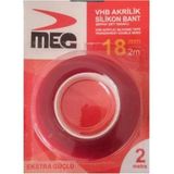 Mikasso Silikonlu Çift Taraflı Bant 18MM 2 Metre Şeffaf-Çivisiz Montaj Bantı