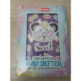 Mikasso Simli & Pullu Sulu Kapak Defter A5 Not Defteri Karton Düz Çizgili 120 Yaprak Orta Boy Çok Renkli Not