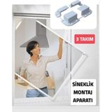 Mikasso Sineklik Montaj Aparatı Pvc Sineklik Sabitleme Montaj Aparatı ** 3 Set Plastik