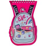 Mikasso Sırt Çantası Şekilli Defter Karton Spiralli Çizgili Küçük Boy Pembe Not Defteri A6 - Çok Renkli
