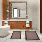 Mikasso Sisal Doğal Jüt Hasır Görünümlü Çerçeveli Ikili Banyo Paspas Takımı Jüt Kahverengi - Çok Renkli