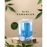 Mikasso Sıvı Sabunluk Sabun Dispenseri Duvara Monte Şeffaf Mavi 1000 cc Plastik Mavi - Çok Renkli