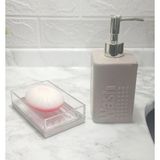 Mikasso Sıvı Sabunluk ve Sabunluk 2 Li Banyo Seti,açık Bej Seramik Bej - Çok Renkli