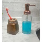 Mikasso Sıvı Sabunluk ve Taşlı Altın Diş Fırçalık Ikili Banyo Seti Akrilik Altın - Çok Renkli