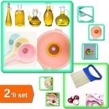 Mikasso Sıvı Yağ Süzgeci - Huni Şeklinde Süzgeç + Kolay Kesim Dilimleme Aparatı - 2li Set G8Y1G4 Plastik
