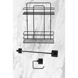 Mikasso Siyah 3lü Yapışkanlı Banyo Seti Havluluk Tuvalet Kağıtlığı Banyo Düzenleyici Yapışkanlı Set Metal Si - Çok Renkli