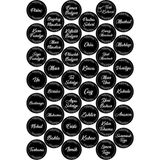Mikasso Siyah 78 Adet Yuvarlak Baharat Bakliyat Kavanoz Etiketi-4 cm x 4 cm Sticker Kağıt