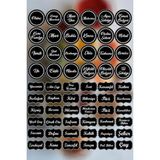 Mikasso Siyah Baharat Bakliyat Mutfak Kavanoz Etiketi - 60 Adet Sticker Cam Siyah