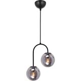 Mikasso Siyah Ikili Modern Glop Füme Camlı Siyah Sarkıt Avize Metal 2 E27 Siyah Salon / Oturma Odası - Çok Renkli