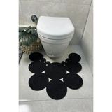 Mikasso Siyah Jüt, Hasır, Paspas, Banyo Paspası, Klozet Önü Paspası, Klozet Paspas, Çift Taraflı Jüt Siyah - Çok Renkli
