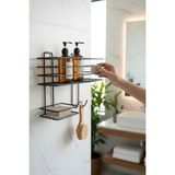 Mikasso Siyah Kancalı Sabunluk Bölmeli Banyo Duş Rafı Banyo Düzenleyici Metal Siyah - Çok Renkli