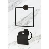 Mikasso Siyah Kare Havlu Askısı / Dar Kapaklı Tuvalet Kağıtlığı / Bornoz Askısı / Banyo Seti Metal Siyah - Çok Renkli