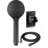 Mikasso Siyah Mamba 5 Fonksiyonlu Banyo Duş Başlığı 1,5 Metre Hortum ve Yapışkanlı Mafsal Set Telefon Siyah
