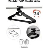 Mikasso Siyah Plastik Elbise Kıyafet Askısı 24 Adet Plastik Elbise Askısı Siyah Vıp Plastik Siyah Tr