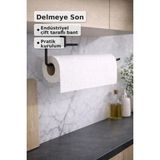 Mikasso Siyah Rulo Havluluk Peçetelik Yapışkanlı Pratik Banyo Mutfak Askısı Kağıt Rulo Havluluk Siyah Metal