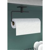 Mikasso Siyah Rulo Havluluk Peçetelik Yapışkanlı Pratik Banyo Mutfak Askısı Siyah Metal