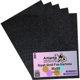 Mikasso Siyah Simli Karton 35X50 5 Adet Simli Karton Siyah 5 Adet 35*50 - Çok Renkli