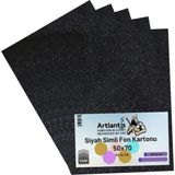 Mikasso Siyah Simli Karton 50X70 5 Adet Simli Karton Siyah 5 Adet 50*70 - Çok Renkli
