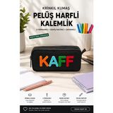 Mikasso Siyah Su Geçirmez Bondit Kumaş Peluş Baskılı Çift Gözlü Kalemlik Kalem KUTUSU-01108 Tekstil Siyah - Çok Renkli