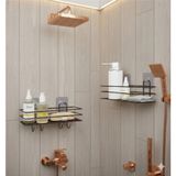 Mikasso Siyah Yapışkanlı 2li Set Banyo Düzenleyici Şampuanlık Banyo Rafı Duş Rafı Organizer Siyah - Çok Renkli