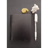 Mikasso Siyah Yapraklı Spiralli Defter 11X15CM 165 Gr. 30YP. 60 Syfa ve Beyaz Jel Kalem Ahşap Kapaklı Defter - Çok Renkli