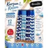 Mikasso Skycloud Premium Hb Kurşun Kalem Seti 12’li Köşeli Gövde Bulut Desenli Yerli Üretim Çok Renkli 12'li