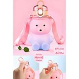 Mikasso Smile Ayıcık Model Su Matarası 800 ml Askılı Çocuk Okul Su Şişesi Sızdırmaz Kapaklı Ergonomik Suluk