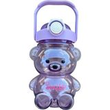 Mikasso Smile Ayıcıklı Şeffaf Renkli 800 ml Matara Su Şişesi Mor Plastik