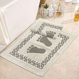 Mikasso Soffy Krem & Kahve 2 Adet 50X70 cm Banyo Paspası %100 Doğal Pamuk Ayak Paspası Ayak Havlusu Pamuk Ka - Çok Renkli