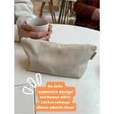 Mikasso Soft Krem Yıkanabilir Fermuarlı Tek Gözlü Bez Kalemlik Kalem Kutusu Cüzdan Makyaj Çantası Tekstil Be - Çok Renkli
