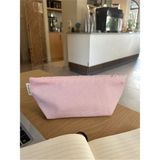 Mikasso Soft Pudra Pembe Yıkanabilir Fermuarlı Tek Gözlü Bez Kalemlik Kalem Kutusu Cüzdan Makyaj Çantası Tek - Çok Renkli