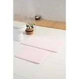 Mikasso Softmicro Pembe 60X100 - 60X50 cm 2'li Banyo Paspası Polyester Kalın (12 mm +) Pembe - Çok Renkli