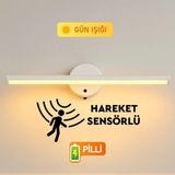Mikasso Sök-Tak Sensörlü Beyaz Günışığı Yapışkanlı Pilli LED Aplik 38CM Metal Sarı - Çok Renkli