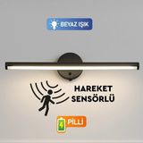 Mikasso Sök-Tak Sensörlü Beyaz Işık Yapışkanlı Pilli LED Aplik 38CM Metal Beyaz - Çok Renkli