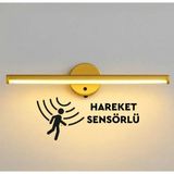 Mikasso Sök-Tak Sensörlü Gold Günışığı Yapışkanlı Pilli LED Aplik 38CM Metal Altın - Çok Renkli