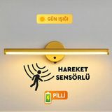 Mikasso Sök-Tak Sensörlü Gold Günışığı Yapışkanlı Pilli LED Aplik 38CM Metal Sarı - Çok Renkli