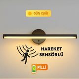 Mikasso Sök-Tak Sensörlü Günışığı Yapışkanlı Pilli LED Aplik 38CM Metal Sarı - Çok Renkli