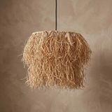 Mikasso Solana Doğal Rafya Çift Katlı Avize (40X45 Cm) Hasır 1 E27 Bej Salon / Oturma Odası - Çok Renkli