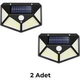 Mikasso Solar Güneş Enerjili Bahçe Lambası 100 LED 2li Paket Aplik Bahçe Lambası Aydınlatma Plastik Siyah - Çok Renkli