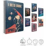 Mikasso Space A6 Not Defteri Karton Kapak Spiralli 80 Yaprak Çizgili Karton Spiralli Çizgili Küçük Boy Turun - Çok Renkli