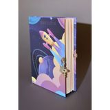 Mikasso Space Journal, Kilitli Hatıra Defteri, Günlük, Ajanda Sert Düz Çizgili 100 Yaprak Orta Boy Çok Renkl - Çok Renkli