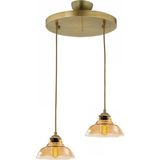 Mikasso Special Model Ikili Gold Modern Bal Camlı Sarkıt Avize Metal 3 E27 Altın Salon / Oturma Odası - Çok Renkli