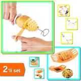 Mikasso Spiral Patates Dilimleyici & Patates Cips Aparatı 2’li Mutfak Seti H9T5WL (P5) Plastik