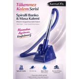 Mikasso Spiralli Banko & Masa Kalemi | 1.0 mm Mavi Mürekkepli Sabit Standlı Ofis Kalemi | 1 Adet Mavi Tehlik - Çok Renkli