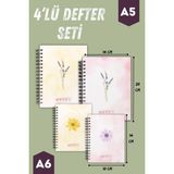 Mikasso Spiralli Defter | 4 Adet | Çizgisiz | A5 ve A6 | Çelik Spiral | 90 Sayfa | Sert Karton Kapak Sert Sp - Çok Renkli