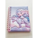 Mikasso Spiralli Kabartmalı Soft Kapak 13X18CM Hatıra Günlük Renkli Resimli Çizgili Kalın 60Y Not Defteri Yu - Çok Renkli