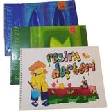 Mikasso Spiralli Karton Kapak Resim Defteri 20 Yaprak 25X35 Orta Boy 3 Adet Yumuşak Spiralli Çizgisiz Küçük - Çok Renkli