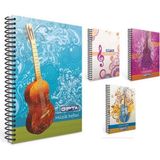 Mikasso Spiralli Müzik Defteri A4 40 Yaprak Karton Kapaklı (1481) Karton Spiralli Çizgili 40 Yaprak Orta Boy - Çok Renkli