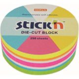 Mikasso Stıckn 67X67 Neon Yuvarlak Yapışkanlı Not Blok 250 Yaprak Yapışkanlı Not Kağıdı - Çok Renkli