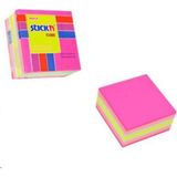 Mikasso Stıckn Küp Blok Not Kağıdı Neon Mıx-A 50X50 mm 4 Renk 250 Yaprak Küp Not Kağıdı - Çok Renkli